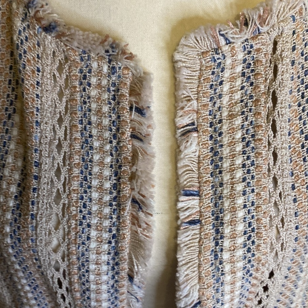 Nic + Zoe DASHING Days Boho Fringe Open Front Jacket Size - Picture 12 of 14